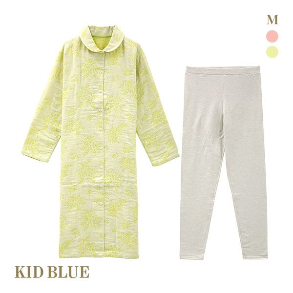 KID BLUE パジャマ キッドブルー KID BLUE トリプルガーゼベリーJQ 長袖 ワンピース スパッツ 上下セット ナイティ ルームウェア レディース パジャマ 全2色