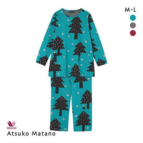 アツコマタノ ルームウェア レディース 15％OFF ワコール Wacoal マタノアツコ ATSUKO MATANO 長袖 大きな木 パジャマ 上下セット ルームウェア 綿100％ レディース 全3色 M-L