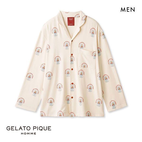 ジェラートピケ オム GELATO PIQUE メンズ 【HOLIDAY】【HOMME】スノードームベア柄シャツ ジェラピケ パジャマ ルームウェア M-L ev_sp