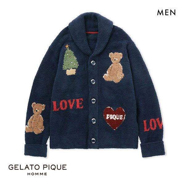 ジェラートピケ パジャマ メンズ ジェラートピケ オム GELATO PIQUE メンズ 【HOLIDAY】【HOMME】ジャガードショールカーディガン ジェラピケ ルームウェア パジャマ M-L ev_sp