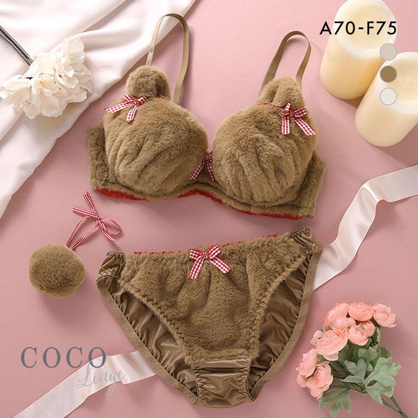 18％OFF ココランジェ COCO Linge テディベア ブラジャー ショーツ セット レディース 全3色 A70-M-F75-L