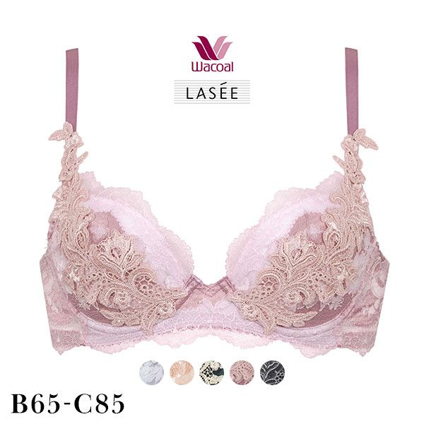 楽天SHIROHATO（白鳩）25％OFF ワコール Wacoal ラゼ LASEE 27G BFA427 パーソナルフィットプラスブラ ブラジャー BC 谷間 単品 レディース 3/4ブラジャー 3/4 アンダー大きめ アンダー85 パッド付 レース 刺繍 アップリケ かわいい 人気 おしゃれ おすすめ トレンド ブランド 綿混 全5色 B65-C85
