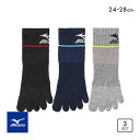 10%OFF ミズノ MIZUNO RUN&WALK ソックス 靴下 ショート丈 5本指 3足組 サポート メンズ スポーツ 24-26cm 26-28cm 2...