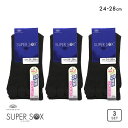 10％OFF スーパーソックス SUPER SOX 24時間におわない ソックス 靴下 五本指 クルー丈 3足組 ムレない におわない メンズ 24-26cm 26-28cm 24-26cm-26-28cm