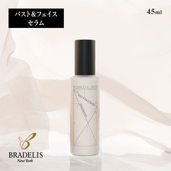 サイズ 45ml カラー － 素材 ※全成分は画像を参照ください。 仕様 ・バスト＆フェイスセラム〈胸・顔用美容液〉・高さ：13.5cm(外箱)・内容量：45ml・無香料・日本製※1 カプリリル2-グリセリルアスコルビン酸 (保湿・整肌成分)※2 乾燥やうるおい不足による角質層の汚れにより、くすんで見えること※3 加齢や授乳などによって、ハリや弾力が低下することで表れる肌の状態※化粧品が肌に合うか心配な方は、パッチテストなどでお試しの上、ご使用を開始してください。※使用上の注意をよく読み、お使いください。肌に合わないときは、ご使用をおやめください。※お届け後の商品の返品ならびに交換は承っておりません。予めご了承ください。 関連ワード 240328 バストセラム フェイスセラム 美容液 美肌 美肌成分 美肌ケア 美容 うるおい きめ キメ 肌荒れ 肌あれ かさつき カサつき 艶 ツヤ 乾燥 しぼみ ハリ 弾力 産後ケア プレゼント 弾力 ふっくら 肌ケア バストケア 育乳 保湿 育乳 美乳 ボリュームアップ エビデンス メーカー希望小売価格はメーカー商品タグに基づいて掲載しています&rArr;エビデンス画像はコチラ ブラデリス BRADELIS SKIN スキナビオ バストケア マッサージクリーム 日本製 バストアップ バスト用クリーム 美肌ケア 美胸 乾燥 黒ずみ 産後 卒乳後 ブラデリス BRADELIS SKIN スキナビオ バスト＆フェイスセラム 胸・顔用美容液 無香料 日本製 美肌ケア 乾燥 黒ずみ &nbsp;ブラデリス BRADELIS SKIN スキナビオ バスト＆フェイスセラム 胸・顔用美容液 無香料 日本製 美肌ケア 乾燥 黒ずみあなたの肌本来の美しさが目覚めるパワーセラム【スキナビオ】胸・顔用美容液です。理想的な肌状態についてとことん追求した、理想の美肌成分を贅沢に配合。美容業界でも注目成分のスーパービタミンC誘導体【GOVC】※1が、ハリや弾力不足、くすみ※2、毛穴、かさつきや肌あれなど、女性を悩ませる“肌のしぼみ要因”※3にアプローチ。この1本でバストとフェイシャルケア両方が叶います。GOVCだけでなく、肌バリア機能を整える「ヒト型セラミド」、角層のしぼみ改善が期待できる「ボリュフォーム」、肌の柔軟性や弾力を高める「オリゴペプチド」など、成分配合にもこだわっています。しっかりとした保湿感ながらセラムを塗ってすぐにブラを着用してもベタつかない、さらっと心地よいテクスチャを実現。乾燥肌タイプの方も物足りなさを感じない絶妙な質感です。【こんなお悩みの方に】・バストにもっとハリ・弾力が欲しい！・くすみ・乾燥が気になる・バストのコンディションが悪い(肌荒れ・肌トラブル)【使い方】適量(アーモンド大)を手に取り、優しくなじませます。ご使用になる範囲に応じて適量追加ください。