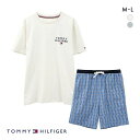 トミー・ヒルフィガー TOMMY HILFIGER SS WOVEN PJ SET DRAWSTRING 半袖Tシャツ/ショートパンツセット メンズ ラウンジウェア 全2色 M-L