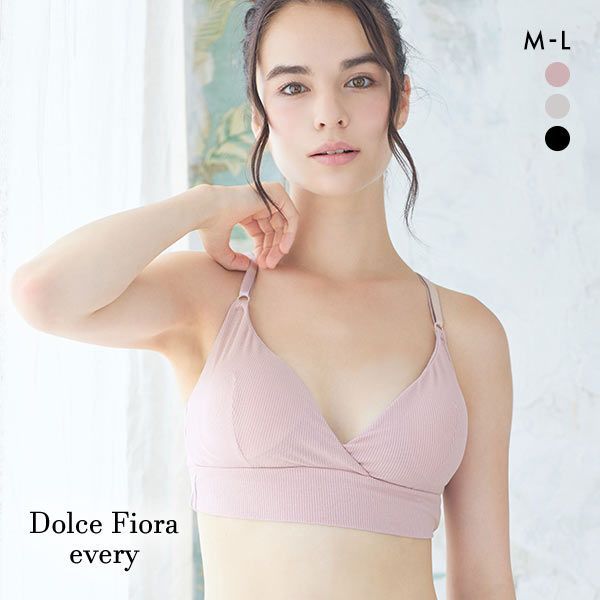 最大1,000円OFFクーポン配布・なくなり次第終了 20％OFF ドルチェフィオラエブリー Dolce Fiora every モダンプリンセス ハーフトップブラ M L ノンワイヤー ブラレット ブラジャー リラックス 敏感肌 単品 レディース 全3色 M-L 下着