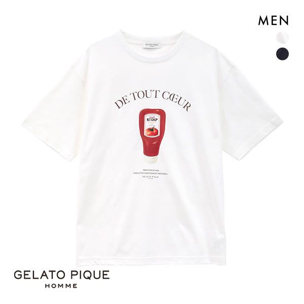 ジェラートピケ オム GELATO PIQUE メンズ 【HOMME】ケチャップTシャツ ジェラピケ パジャマ ルームウェア 全2色 M-L