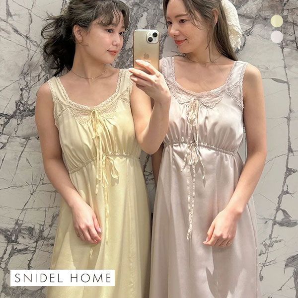 楽天SHIROHATO（白鳩）スナイデルホーム SNIDEL HOME 【SNIDEL HOME × 新木優子】サテンリボンロングワンピース パジャマ ルームウェア レディース 全2色 ev_sp