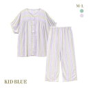 キッドブルー KID BLUE 24CRサッカーストライプ 半袖 8分丈 上下セット パジャマ ルームウェア レディース 全2色 M-L