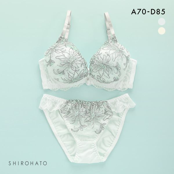 「SHIROHATO（白鳩） @shirohato_jp 」が「ピュアシェリ PURECHERIE ブラジャー ショーツ セット 脇高 花柄チュールレース ブラショーツセット アンダー大きいサイズ レディース 全2色 A70-M-D85-LL」を販売