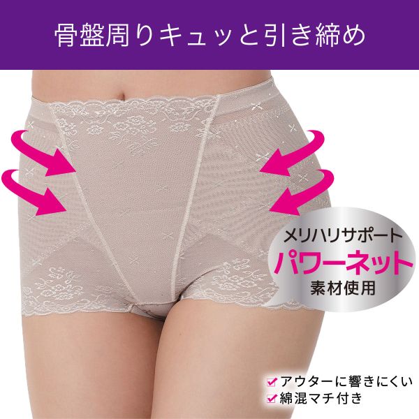 10％OFF【メール便(7)】 福助 fukuske 満足 メリハリサポート 骨盤ベルト ボクサータイプ ショーツ レディース 補正 ショートガードル 補正下着 単品 全2色 M-L 補整 shirohato-10211607 SHIROHATO(白鳩) サンプル画像3