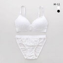 サンエイ SANEI リラックス&ナチュラル 総レース ノンワイヤーブラジャー ショーツ セット ブラセット M L LL ブラレット 楽ちん ノンストレス レディース 全2色 M/M-LL/LL 下着(4)