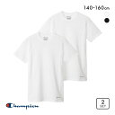 【メール便(20)】 チャンピオン Champion キッズ ジュニア クルーネック 半袖 Tシャツ 2枚組 インナー 綿100% 女の子 男の子 男児 女児 ...