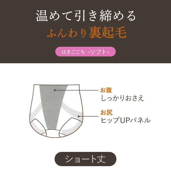 【メール便(10)】 ふんわりあたたか裏起毛 ショートガードル レディース 保温 補正 全4色 64-90 補正下着 補整 shirohato-10221028 SHIROHATO(白鳩) サンプル画像2