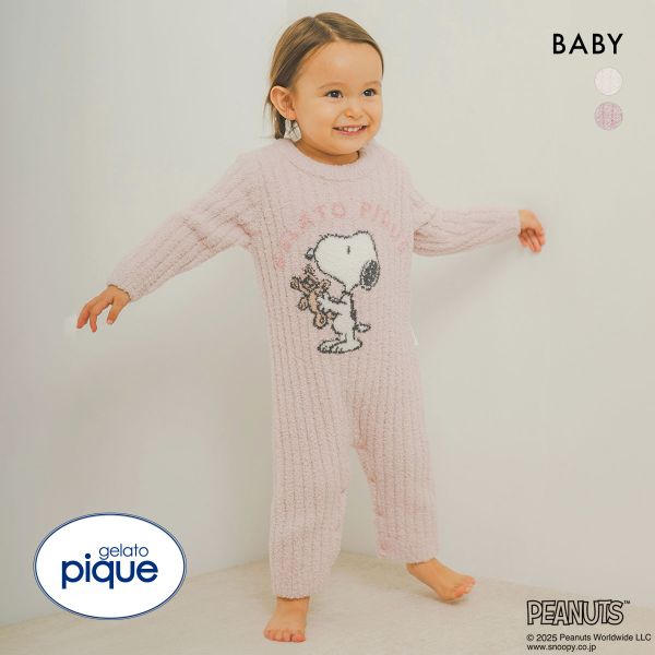 30%OFF ジェラートピケ キッズアンドベイビー ピーナッツ ベビー SNOOPY×BEAR ジャガードロンパース ジェラピケ ルームウェア PEANUTS gelato pique Kids&Baby 全2色 70-80