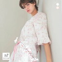 ナルエー パジャマ 50/ダブルガーゼチェリーブロッサムセットアップ セットアップ ルームウェア 上下セット 7分袖 9分丈 NARUE レディース 全2色