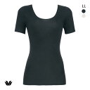 20%OFF【メール便(10)】 ワコール WACOALコットン オーガニックコットン100% Uネック 3分袖インナー ニットトップ 半袖 LL Wacoal レディース 全2色