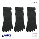 10%OFF アシックス 黒 五本指ソックス 3足組 10cm丈 ASICS メンズ 24-26cm-26-28cm 父の日 ギフト プレゼント 男性