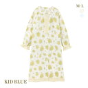 キッドブルー Wガーゼミモザ ワンピース 長袖 ネグリジェ ナイティ ルームウェア パジャマ レディース KID BLUE 全2色 M-L 母の日