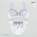 ピュアシェリ ノンワイヤー ブラジャー ショーツ セット ラメ入小花チュール PURECHERIE レディース 全2色 M-LL 下着