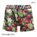 【メール便(10)】 キングノバ チェリー柄 ボクサーパンツ メンズ 前開き M L LL KING NOVA ストレッチ プリント M-LL