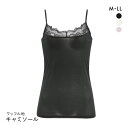 【メール便(10)】 サラリズム ワッフル地 レース付き キャミソール レディース インナー 吸汗速乾 全3色 M-LL