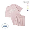 ジェラートピケ レディース カラフルレーヨンロゴBIGTシャツ&ショートパンツセット ジェラピケ パジャマ ルームウェア gelato pique 全5色