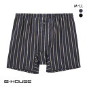 ジーハウス 男の安心 ニット トランクス ストライプ 尿漏れ 吸水 メンズ 前開き M L LL G-HOUSE 全2色 M-LL