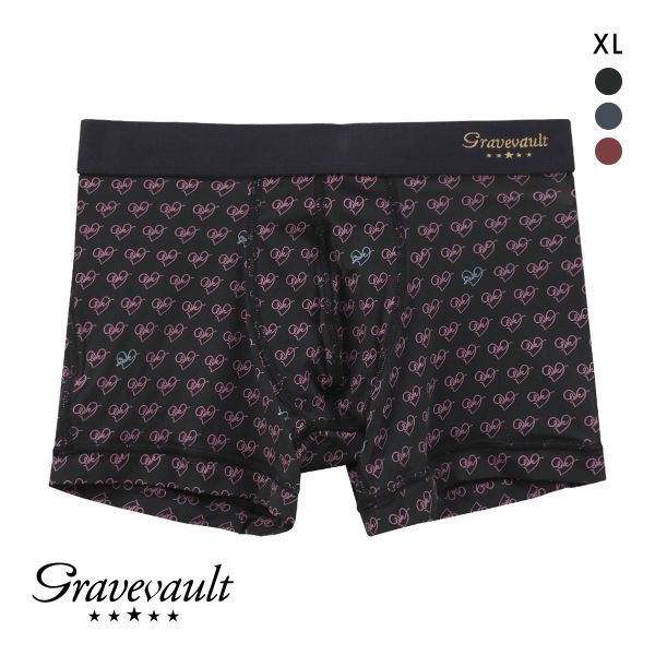 グレイブボールト LOVE プリント ショートボクサーパンツ XL メンズ 前閉じ 日本製 Gravevault 全3色