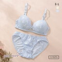 プチマリー ガーリーハートレース ノンワイヤー ブラセット ブラジャー ショーツ セット petit marie WHITE レディース 全2色 S/S-L/L