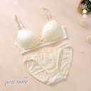 プチマリー ガーリーチェリーレース ノンワイヤー ブラセット ブラジャー ショーツ セット petit marie WHITE レディース 全2色 S/S-L/L