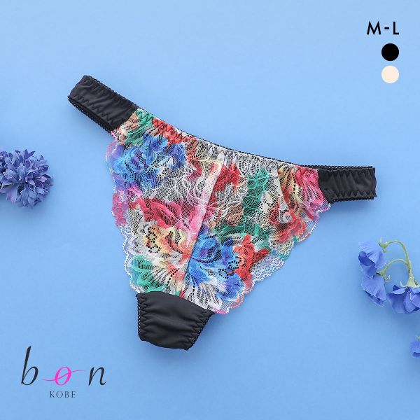 【メール便(3)】 ビーオーエヌ 脇高ノンワイヤーブラ とろRich 花柄プリント シリーズ ショーツ Tバック M L 大きいサイズ レディース 全2色 M-...