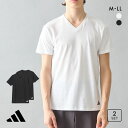 アディダス 綿100% Vネック Tシャツ メンズ Vネック 2枚セット adidas 大きいサイズ 全2色 M-LL 父の日 ギフト プレゼント 男性