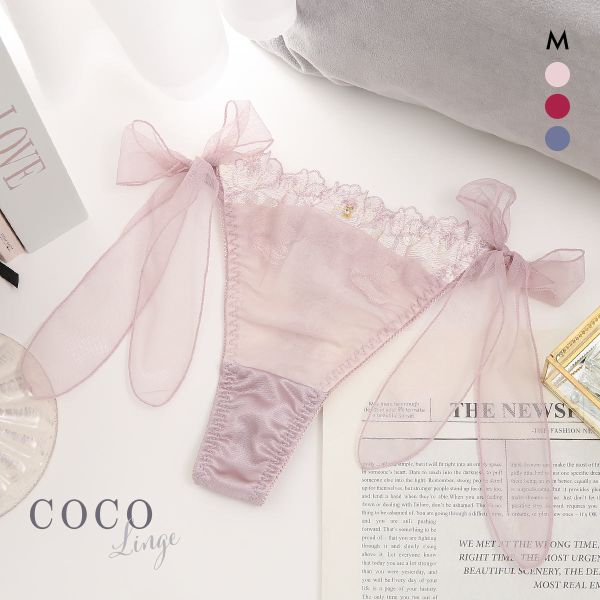 【メール便(3)】 ココランジェ マルチブルーム Tバック ショーツ サイドリボン COCO Linge レディース 全3色