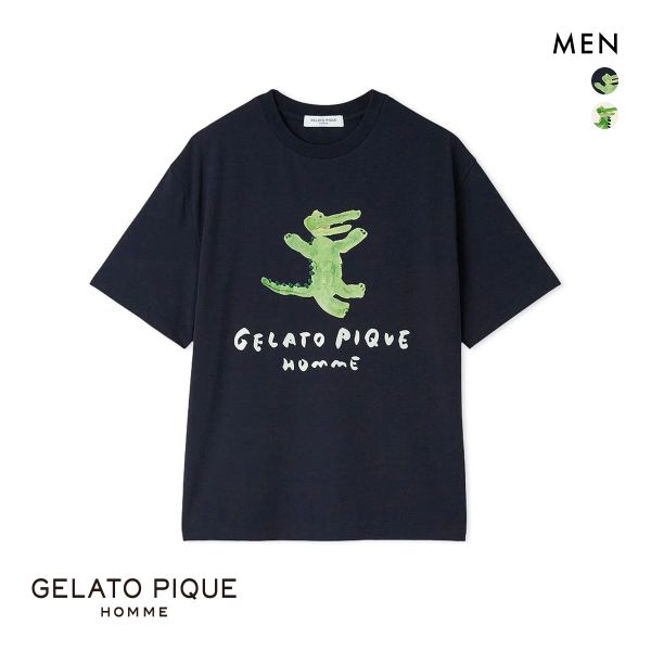 【ポイント5倍・6/5 20:00〜23:59まで】ジェラートピケ オム メンズ 接触冷感 ワニプリントTシャツ ジェラピケ パジャマ ルームウェア gelato pique HOMME 全2色 M-L 父の日 ギフト プレゼント 男性のサムネイル