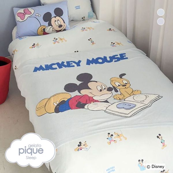 ジェラートピケ スリープ ディズニー Mickey&Minnie ジャガードハーフケット ジェラピケ gelato pique Sleep Disney 全2色 父の日 ギフト プレゼント 男性メンズのサムネイル