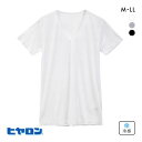 ヒヤロン メンズ Tシャツ Vネック 半袖 メッシュ シャツ インナー M L LL 接触冷感 大きいサイズ 全3色 M-LL