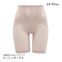 【メール便(15)】 スリム魅せ メッシュガードル ロング丈 お腹押さえ&ヒップアップ ショーツガードル ロングガードル 細見え 補正下着 美尻 レディース 64-90