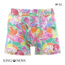 【メール便(18)】 キングノバ トロピカル柄 ボクサーパンツ メンズ 前開き M L LL ストレッチ プリント 大きいサイズ KING NOVA M-LL