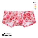 【メール便(4)】 ラポーム オム フラワープリント ローライズ ボクサーパンツ メンズ 前とじ 日本製 La-Pomme Homme 全3色 M-L