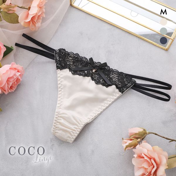 【メール便(3)】 ココランジェ クラシカルサテン Tバック ショーツ バックレース 単品 COCO Linge レディース 全3色