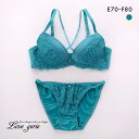 ラブジェリー レーシーサテン ブラセット EF グラマー 大きいサイズ 盛り胸 Wパッド ブラジャー ショーツ セット Love gerie レディース 全2色 E70-M-F80-L