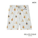 ジェラートピケ オム メンズ スポーティベア総柄ハーフパンツ ジェラピケ パジャマ ルームウェア gelato pique HOMME M-L