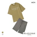 ジェラートピケ オム メンズ 接触冷感 クールレーヨンロゴTシャツ&ハーフパンツセット ジェラピケ パジャマ GELATO PIQUE HOMME 全2色 M-...