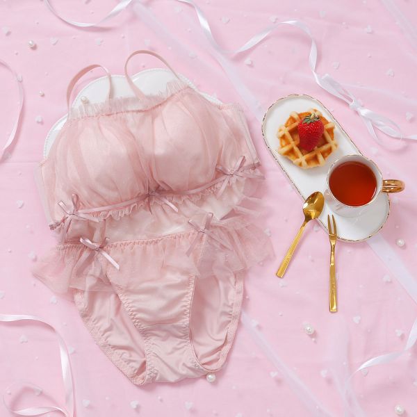 パリーゼ girly frill tulle ブラセット ABCDEF ブラジャー ショーツ セット 脇高 ...