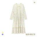 キッドブルー ピンドットフラワーN 長袖 ワンピース ルームウェア パジャマ KID BLUE レディース 全2色