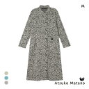 15%OFF ワコール マタノアツコ くろねこ 長袖 ルームウェア パジャマ ワンピース 綿100% スタンドカラー Wacoal ATSUKO MATANO ...