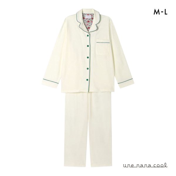 ウンナナクール なめらかパイルパジャマ MADE WITH LIBERTY FABRIC ルームウェア 上下セット 長袖 レディース une nana cool 全5色 M-L