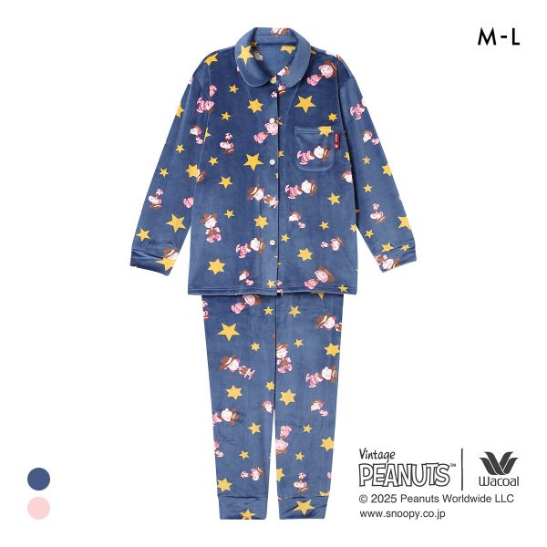 楽天SHIROHATO（白鳩）【15％OFF・12/11 09:59まで】 ワコール リラックス＆スリープ PEANUTS×ワコール スヌーピー パジャマ 長袖 上下セット あったか フリース レディース Wacoal 全2色 M-L ev_sp_10